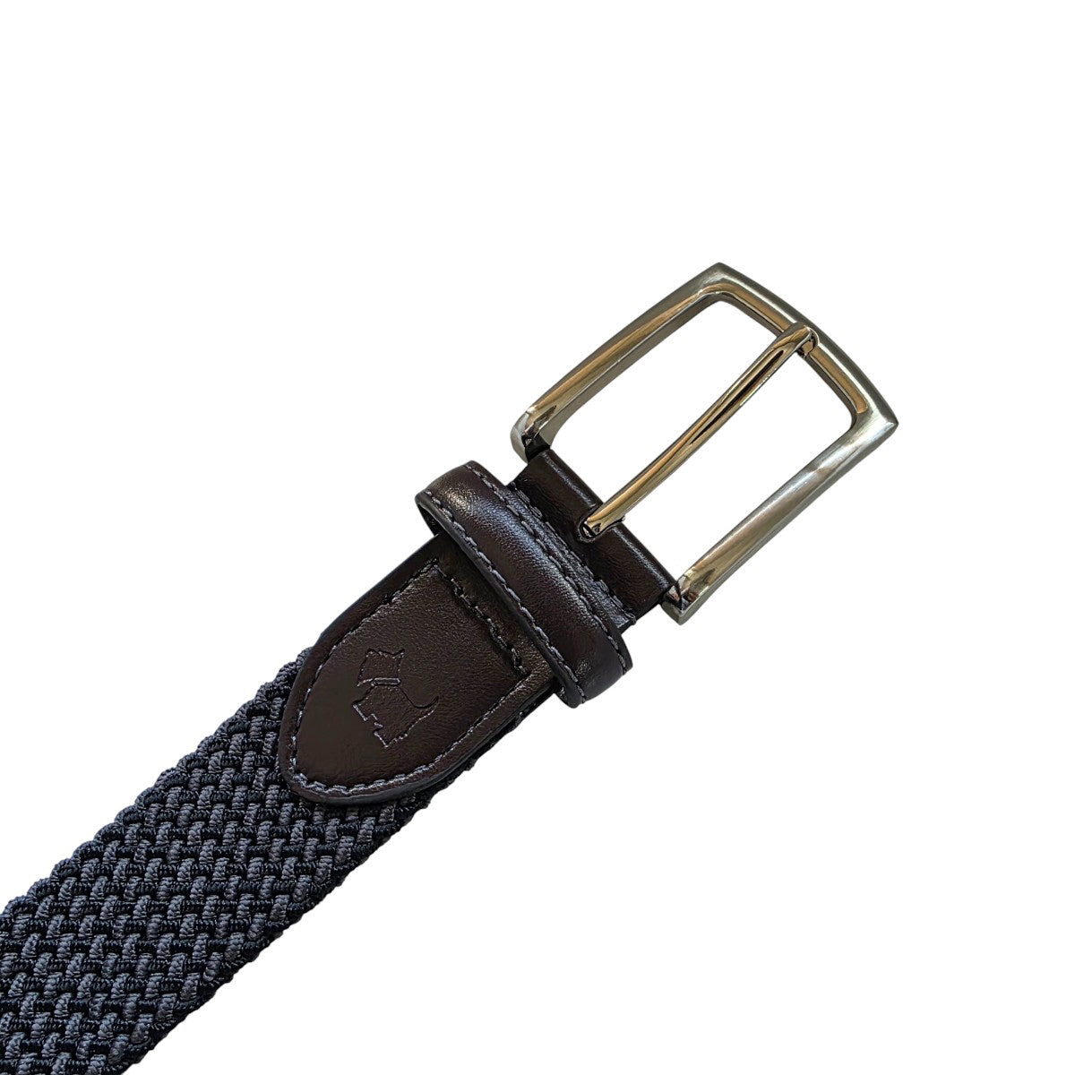 Cinturón Ferrioni Textil Elástico Trenzado Negro Gris Hombre-30-32
