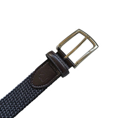 Cinturón Ferrioni Textil Elástico Trenzado Negro Gris Hombre-34-36