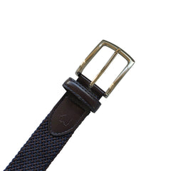 Cinturón Ferrioni Textil Elástico Trenzado Azul Moka 34mm-38-40