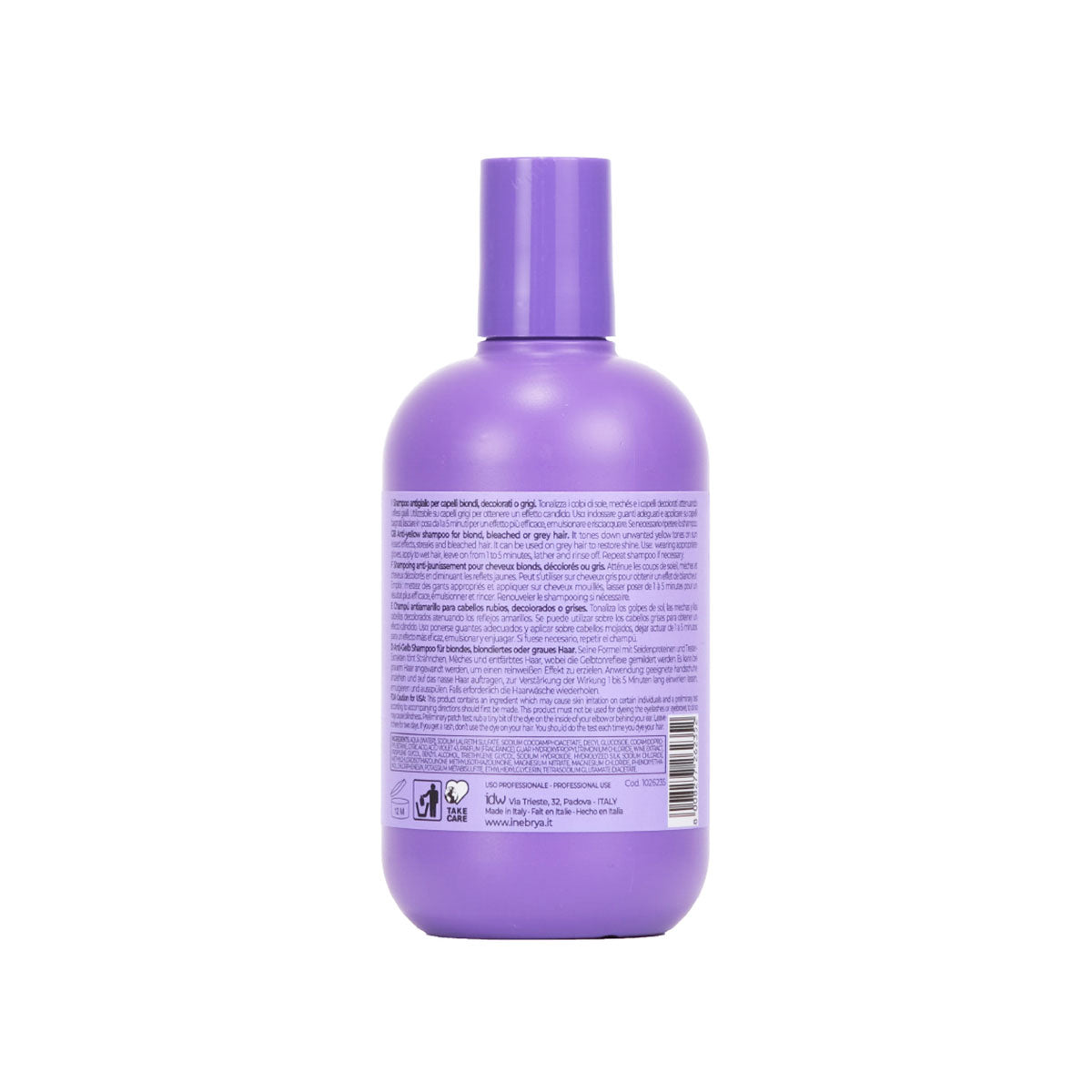 Shampoo Inebrya No Yellow 300ml matizador rubio y gris