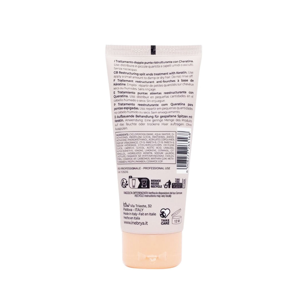 Inebrya Keratin Velvet Cream 100ml antifrizz y reparación capilar