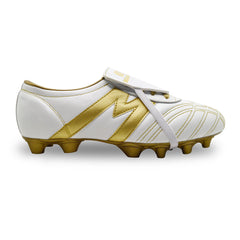 Tenis fútbol Manriquez tachones suela TPU hombre blanco oro-29.5