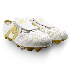 Tenis fútbol Manriquez tachones suela TPU hombre blanco oro-29.5