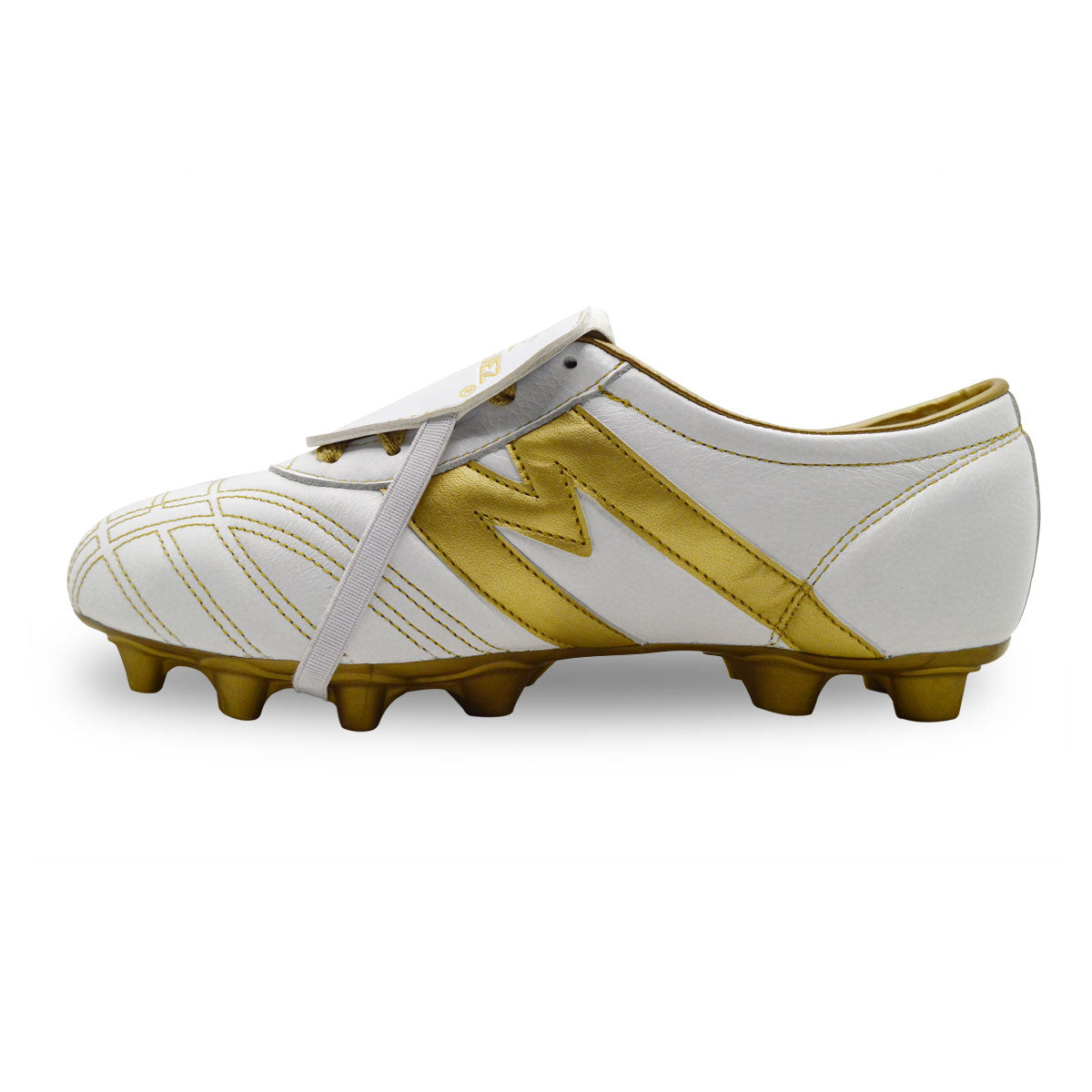 Tenis fútbol Manriquez tachones suela TPU hombre blanco oro-25.5