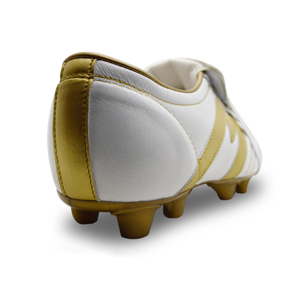 Tenis fútbol Manriquez tachones suela TPU hombre blanco oro-25.5