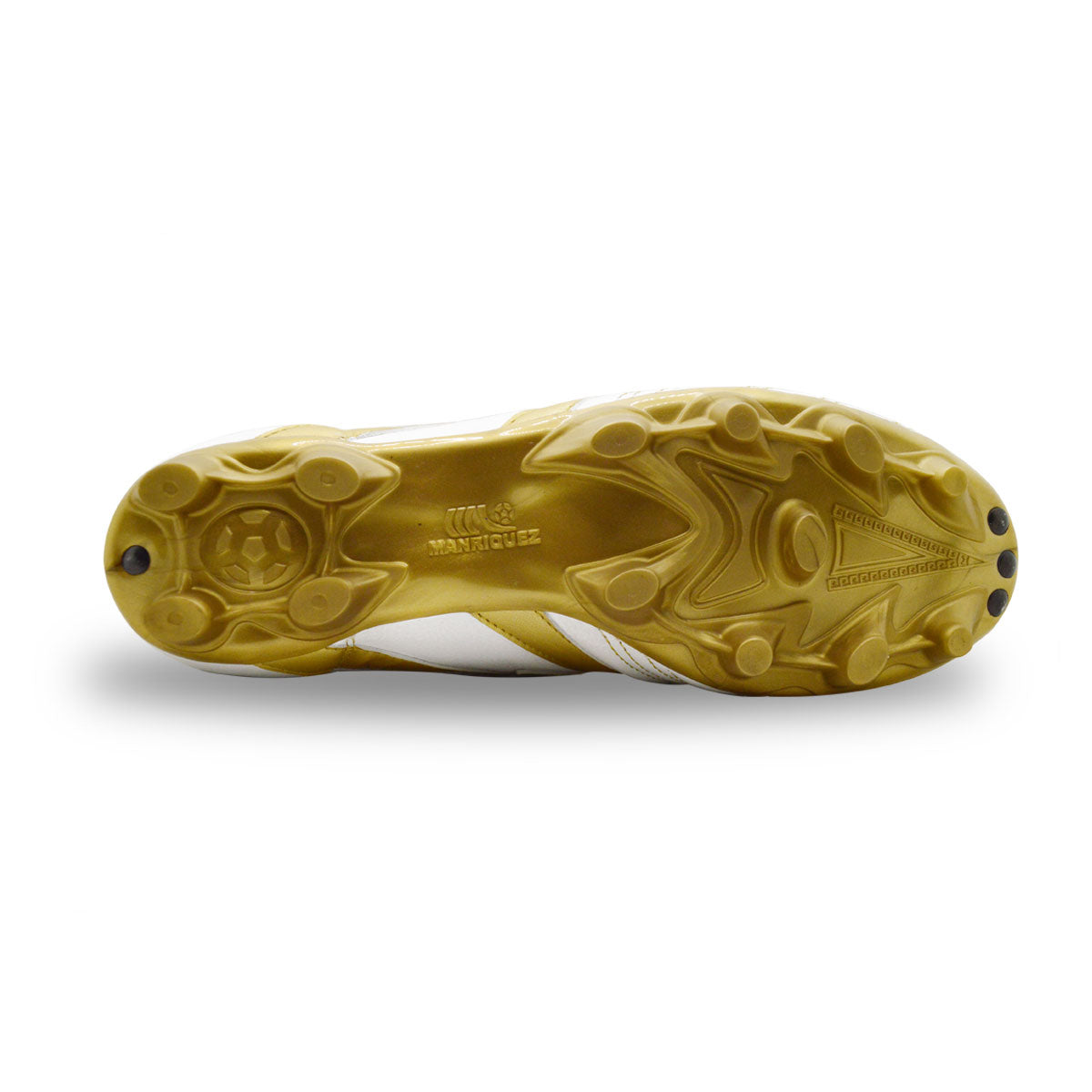 Tenis fútbol Manriquez tachones suela TPU hombre blanco oro-26