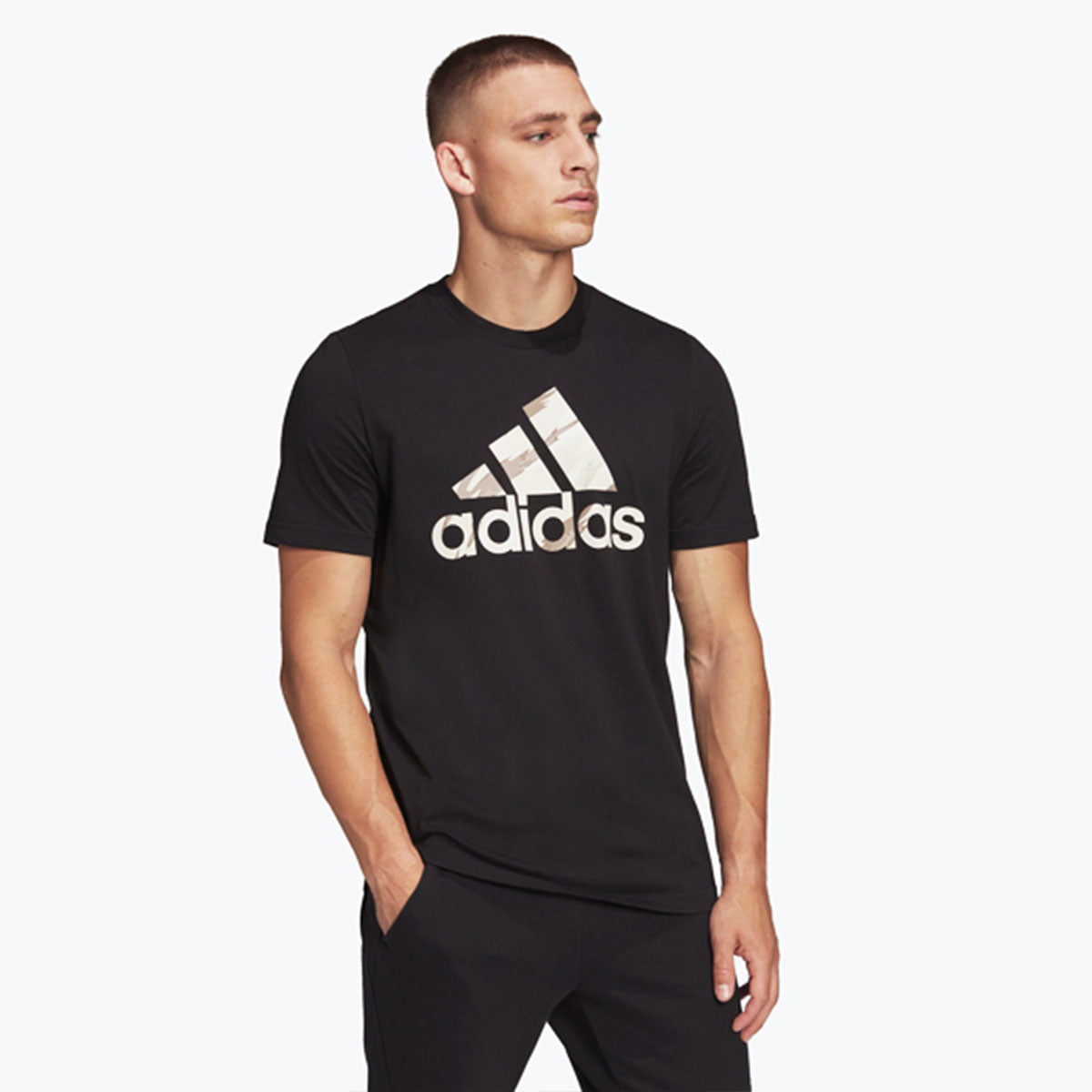 Playera Adidas Essentials Camo Hombre HE1876 Negro Talla S