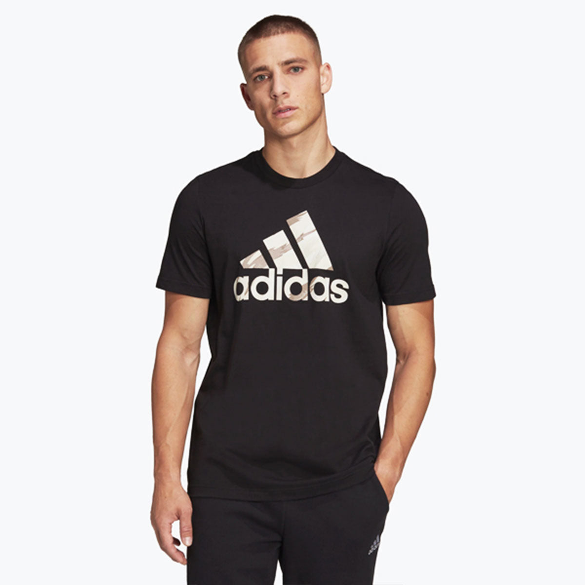 Playera Adidas Essentials Camo Hombre HE1876 Negro Talla S