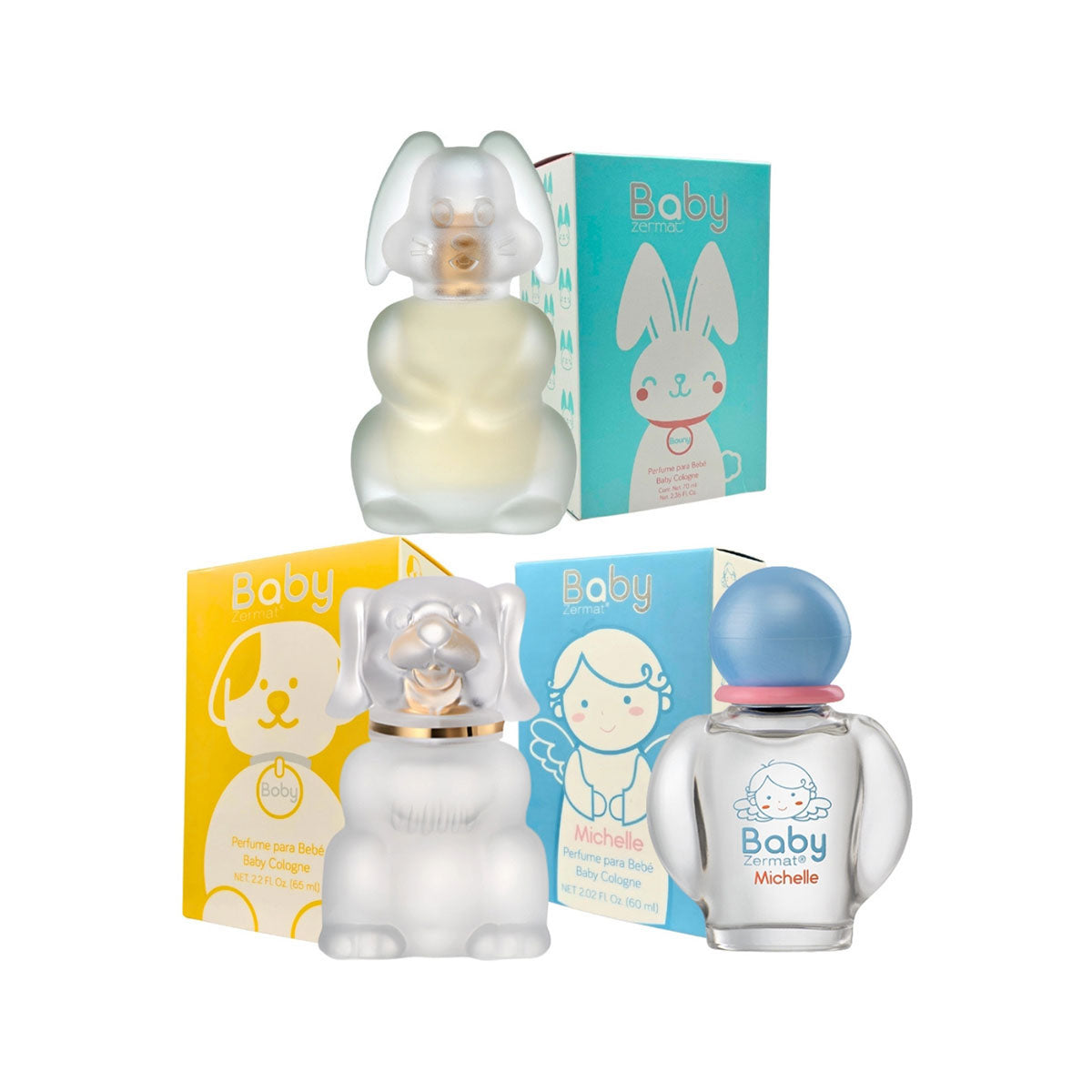 Set 3 perfumes Zermat bebé Boby Michell Bouny floral suave