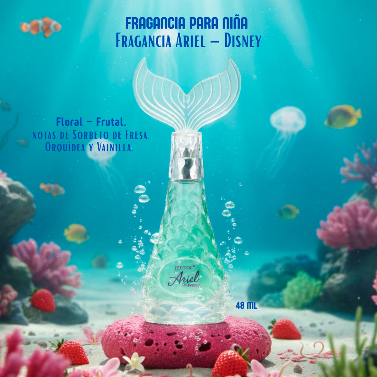 Perfume Niña Fragancia Ariel Sirenita 48ml Floral Frutal