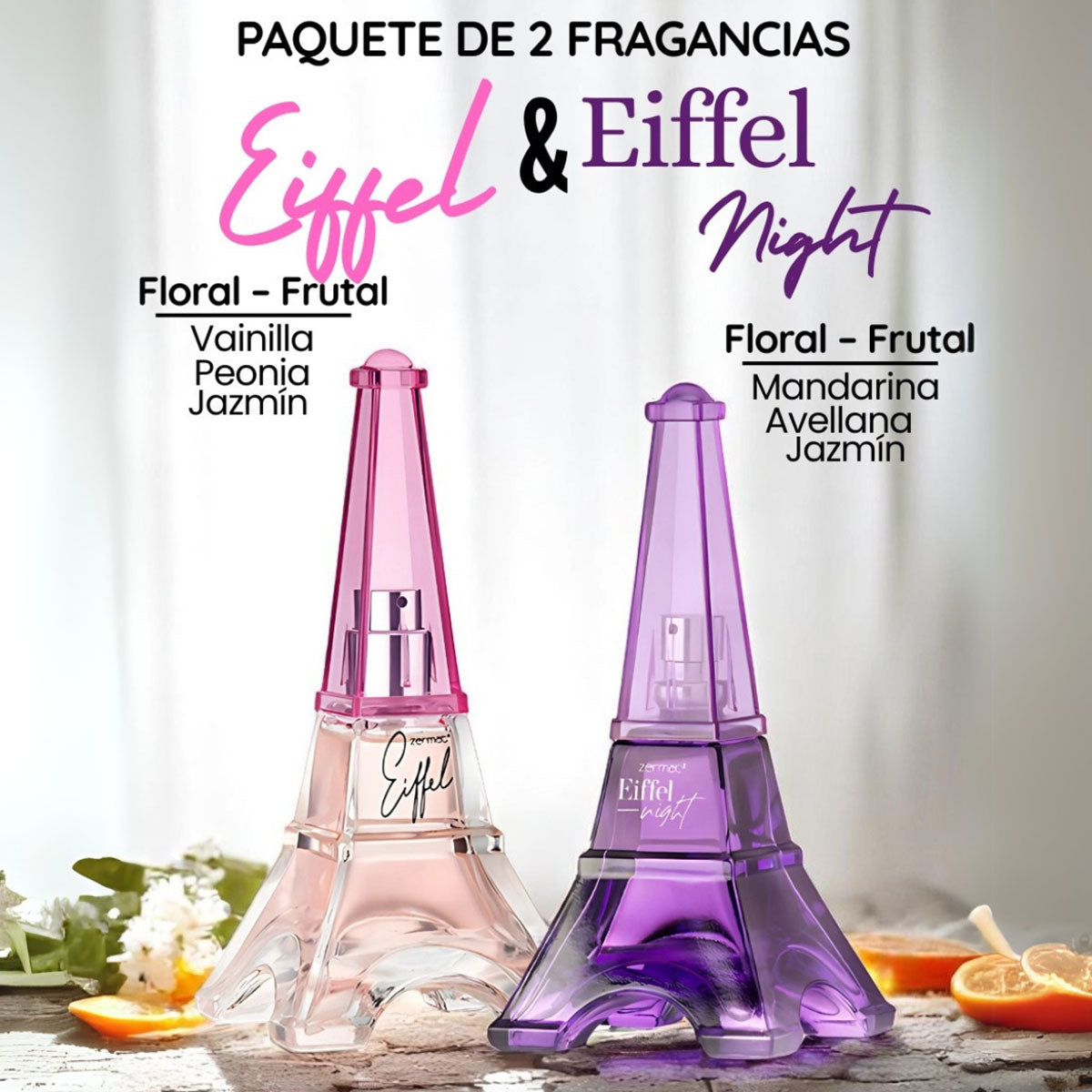 Set 2 perfumes Zermat Eiffel floral frutal larga duración