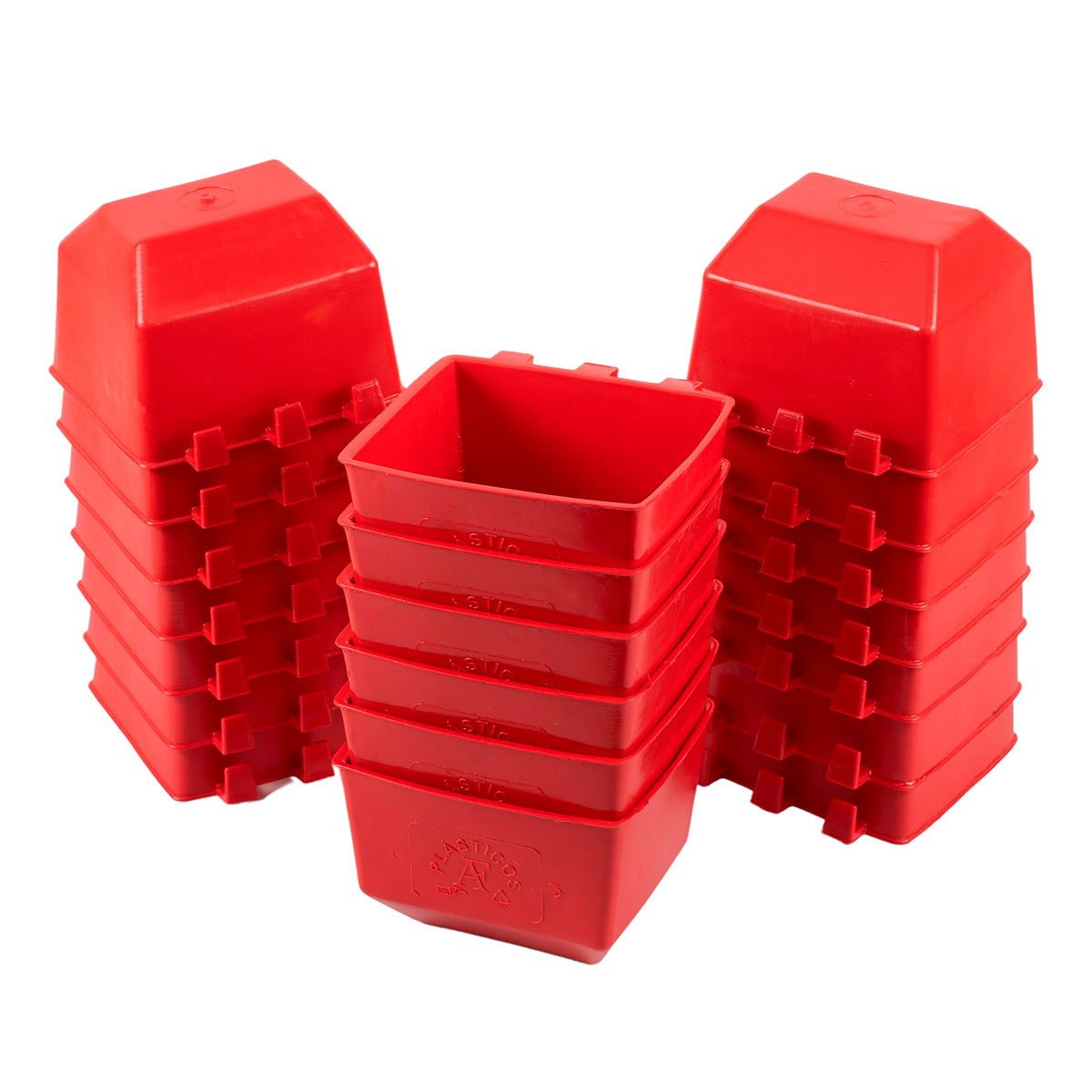 50 rojo bebederos comederos cuadrados rojos aves Plásticos