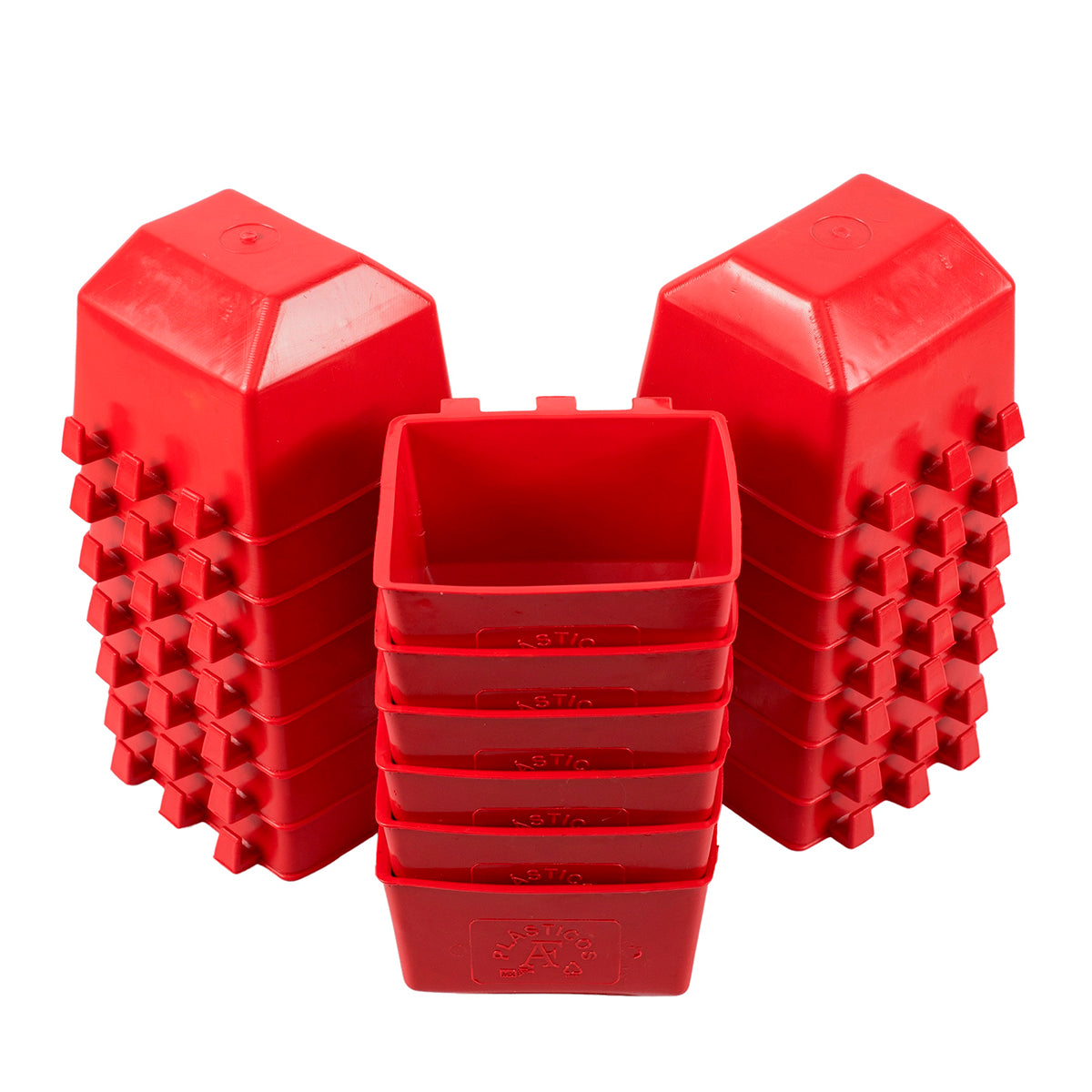 50 rojo bebederos comederos cuadrados rojos aves Plásticos