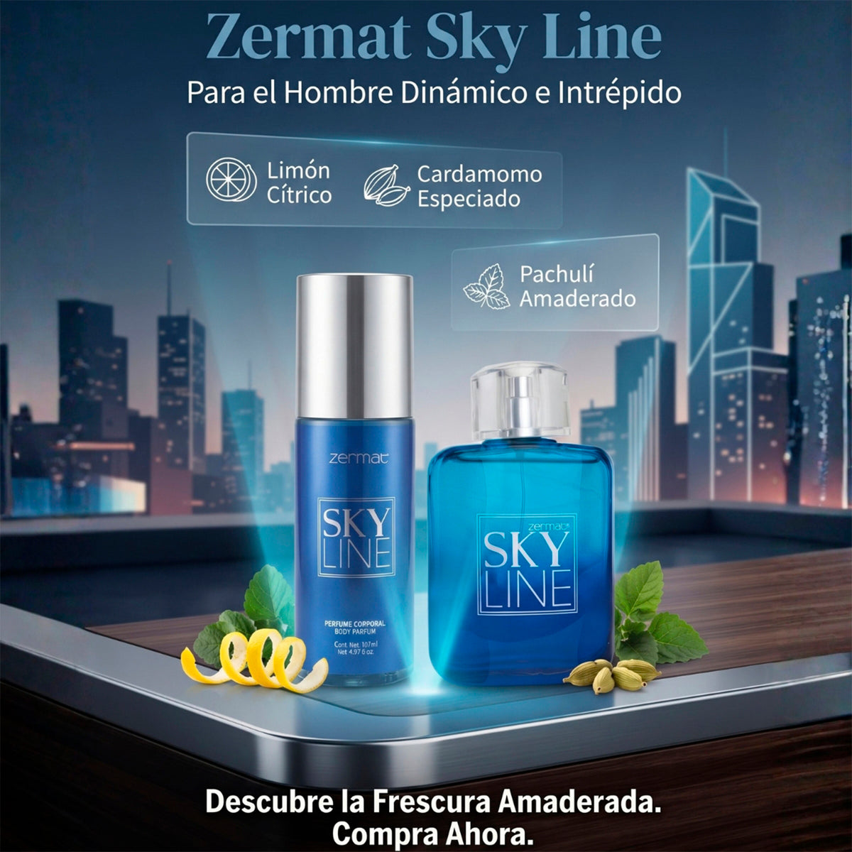 Perfume Hombre Zermat Sky Line Estuche Fresco Maderoso