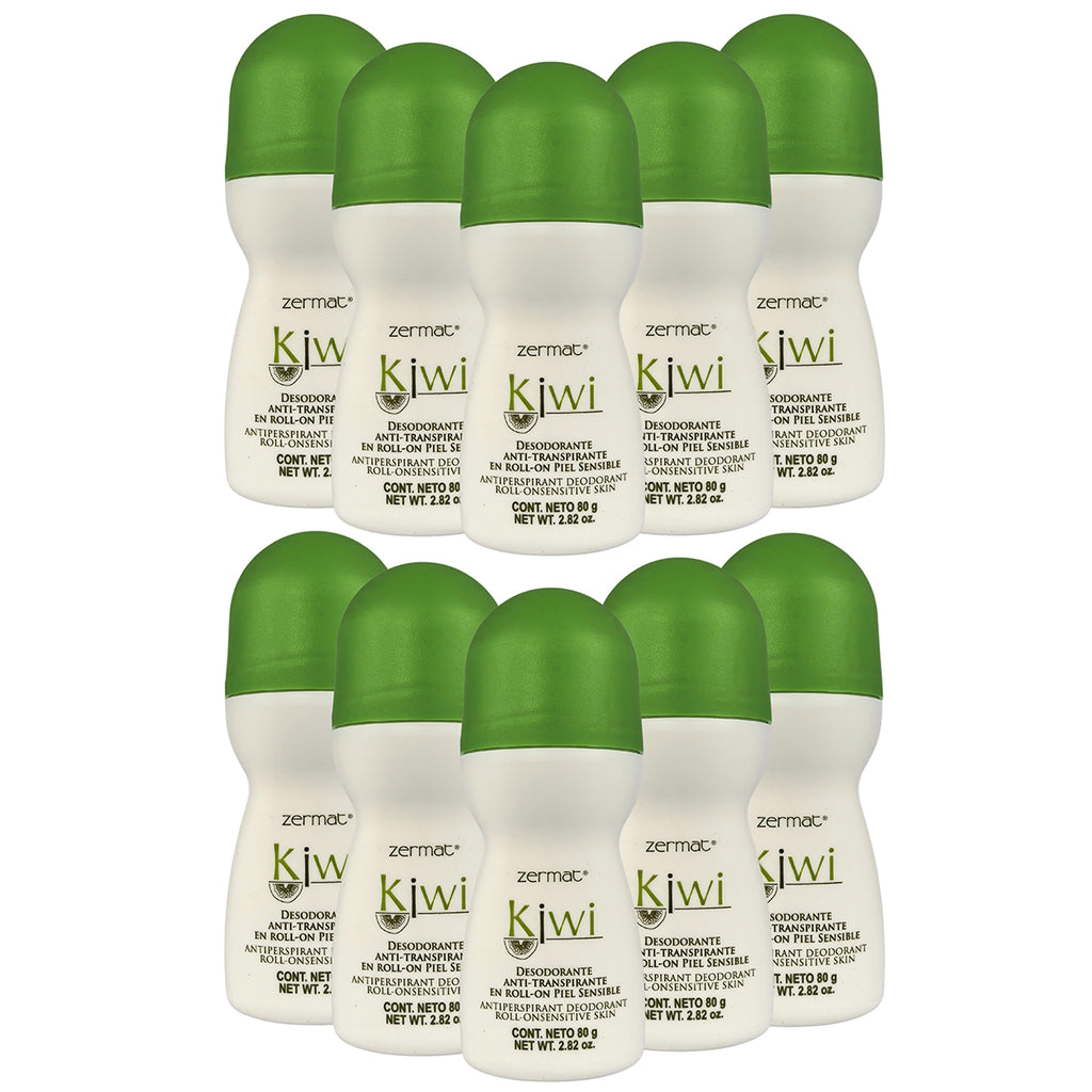 Paquete 10 desodorantes Zermat kiwi piel sensible roll on