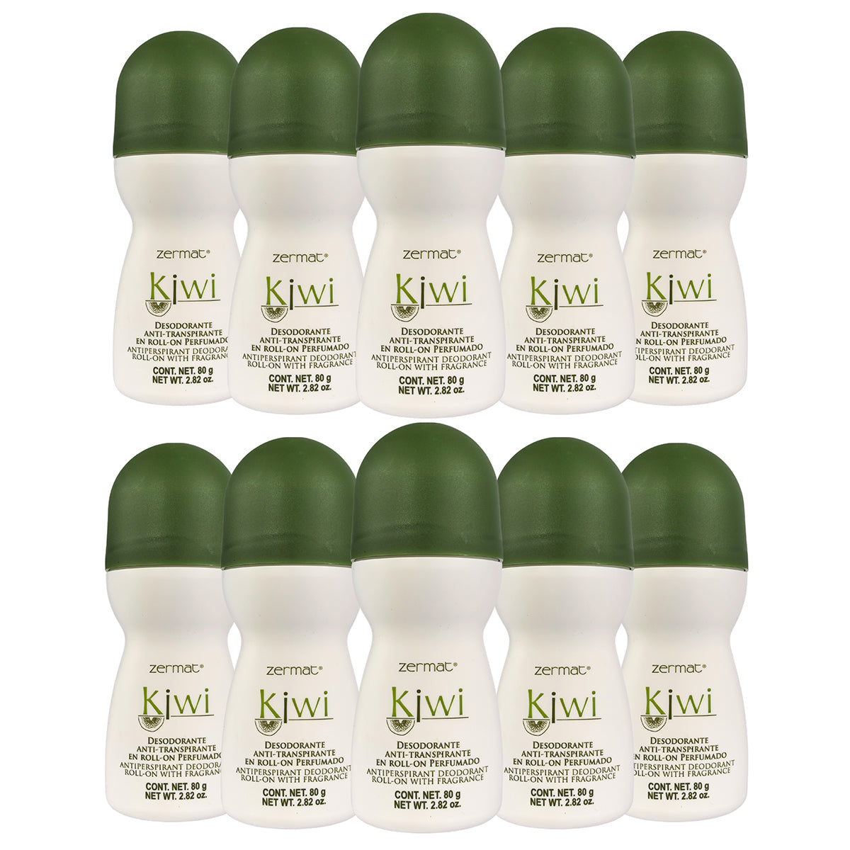 Desodorante Zermat Roll On Kiwi unisex paquete de 10