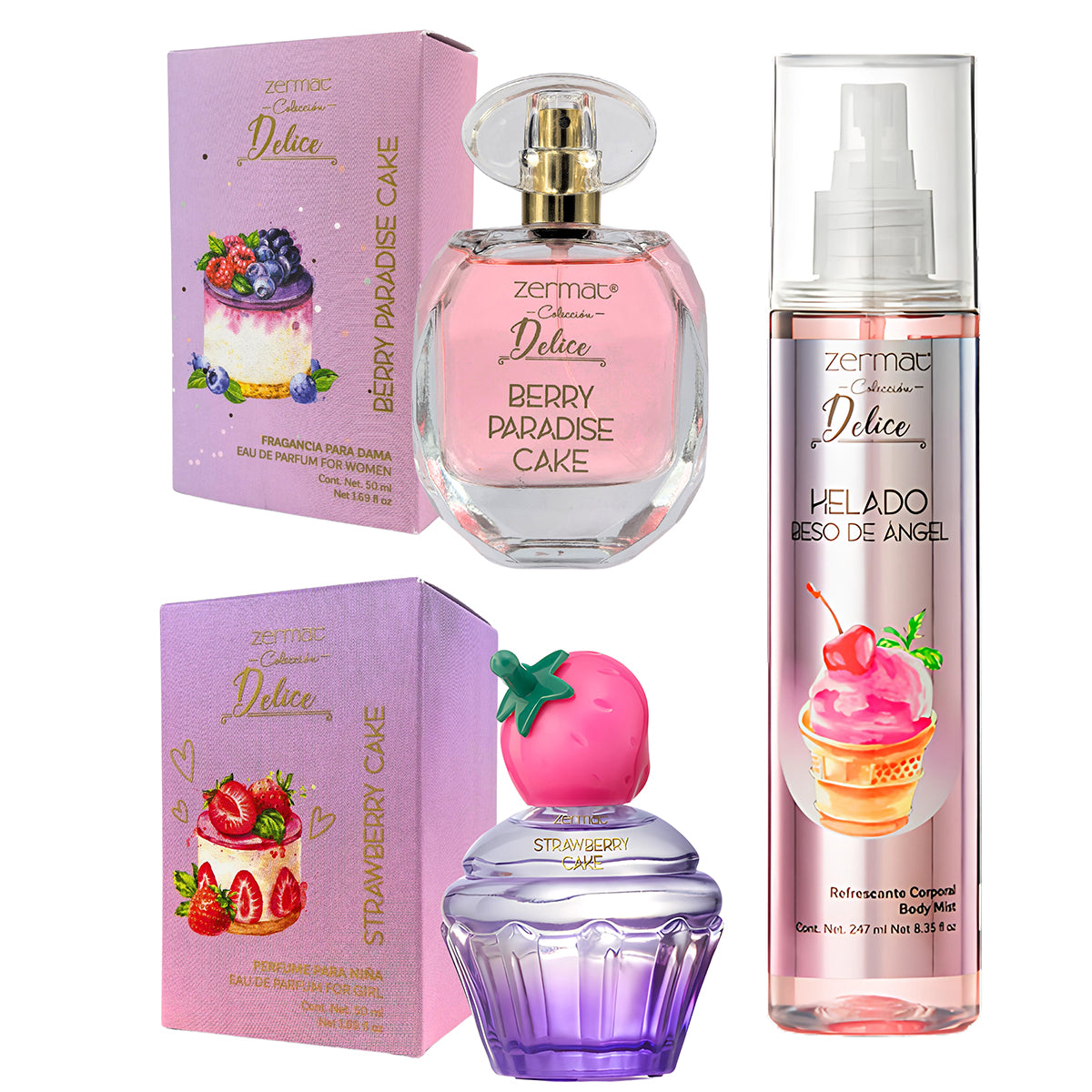 Set 3 perfumes Zermat mujer body mist fragancia dulce