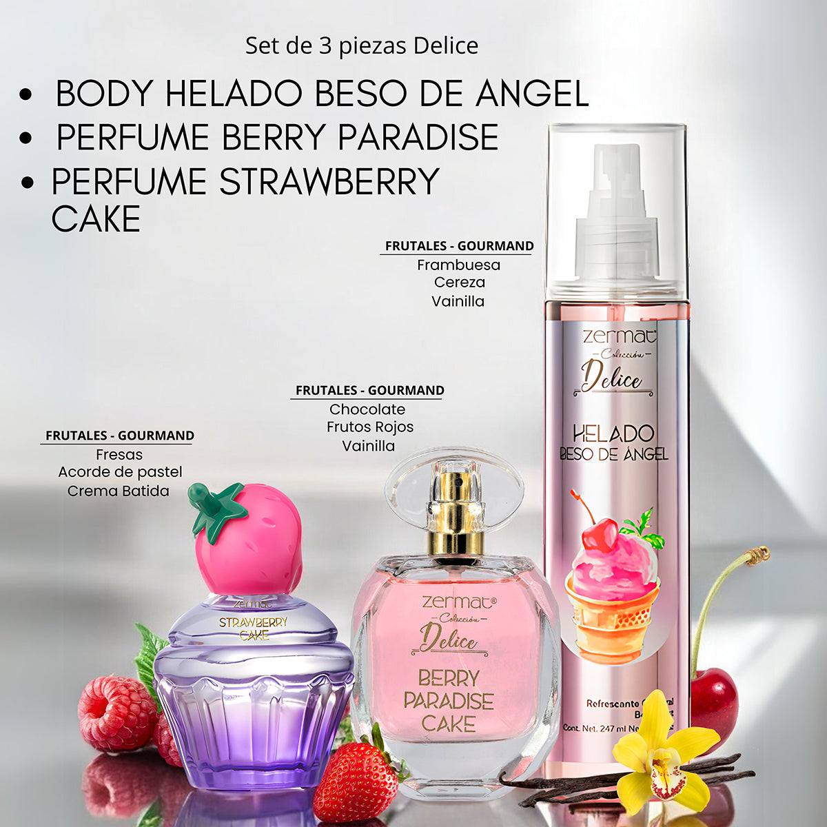Set 3 perfumes Zermat mujer fragancia dulce gourmet