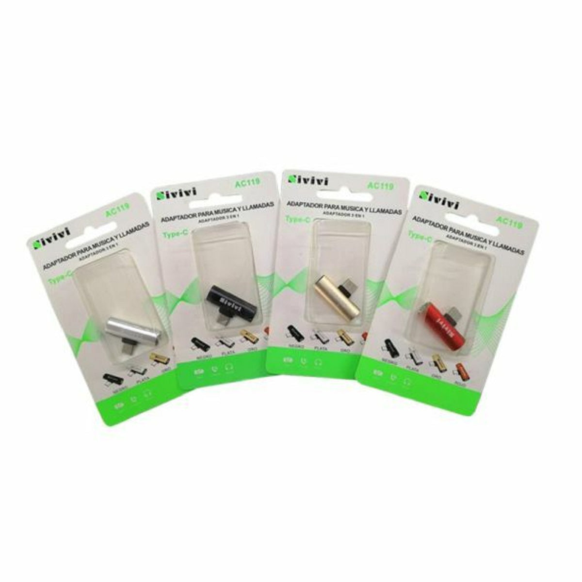 Adaptador Sivivi tipo C 3 en 1 música llamadas y carga