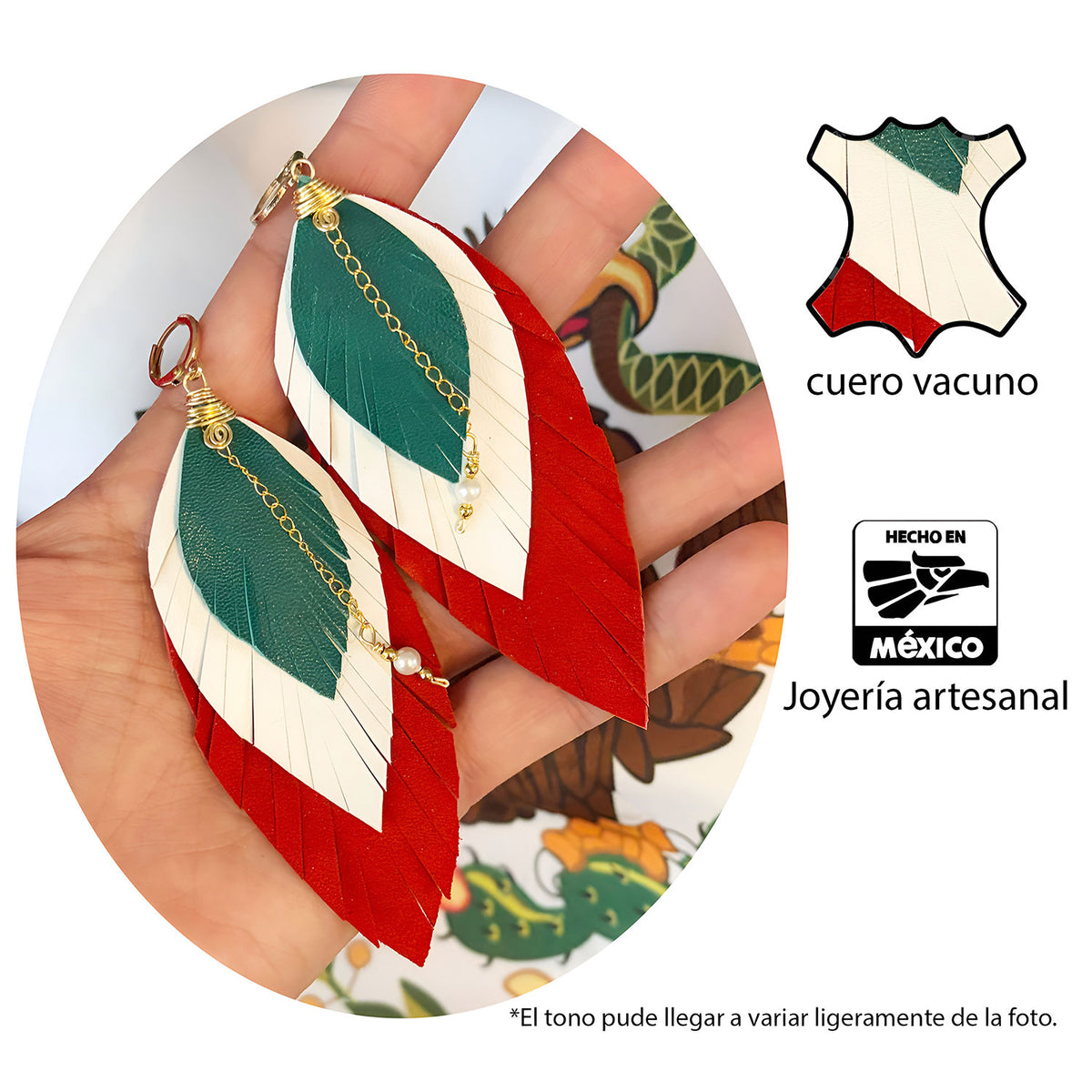 Aretes Largos Mujer Elegantes Mexicanos Pluma Artesanales