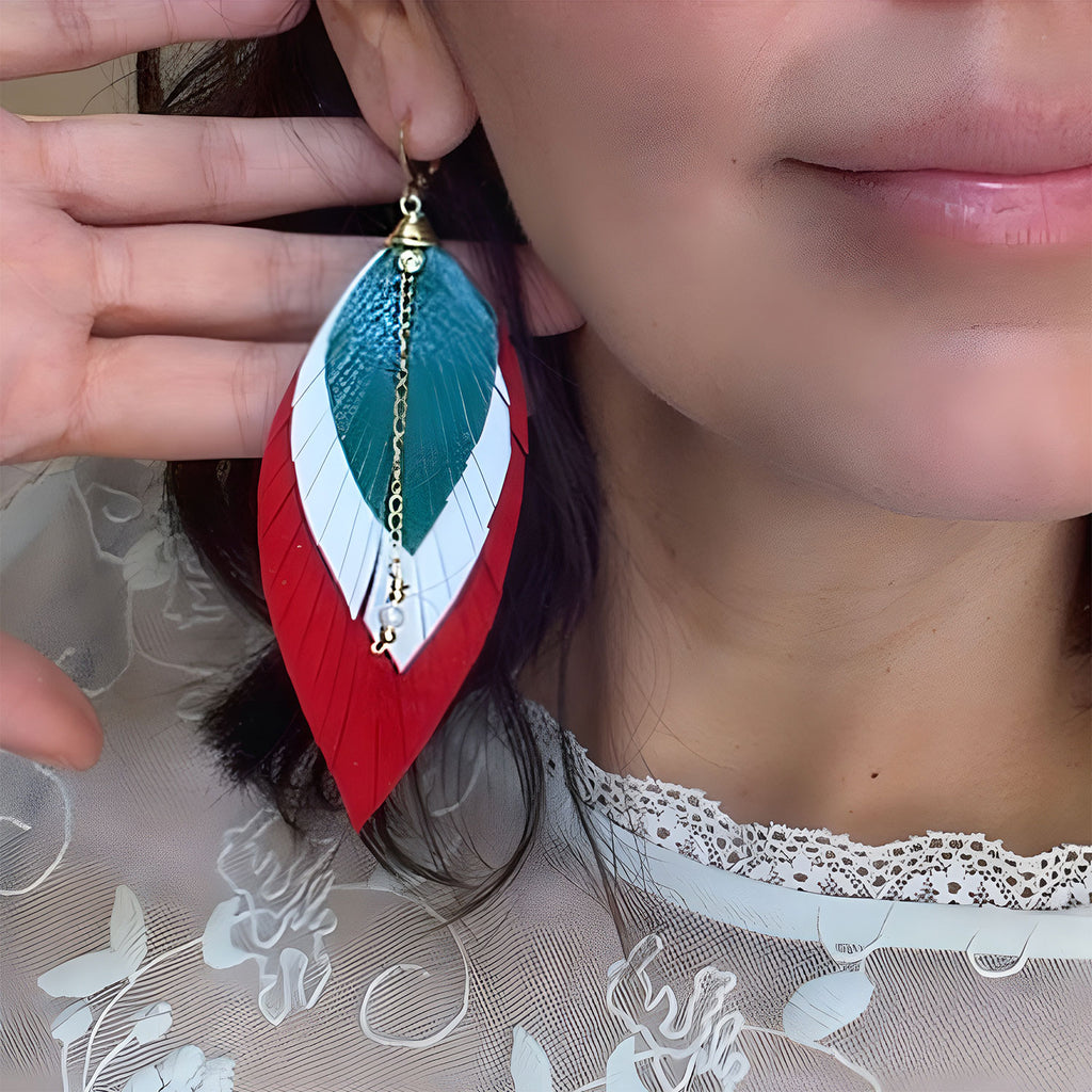 Aretes Largos Mujer Elegantes Mexicanos Pluma Artesanales