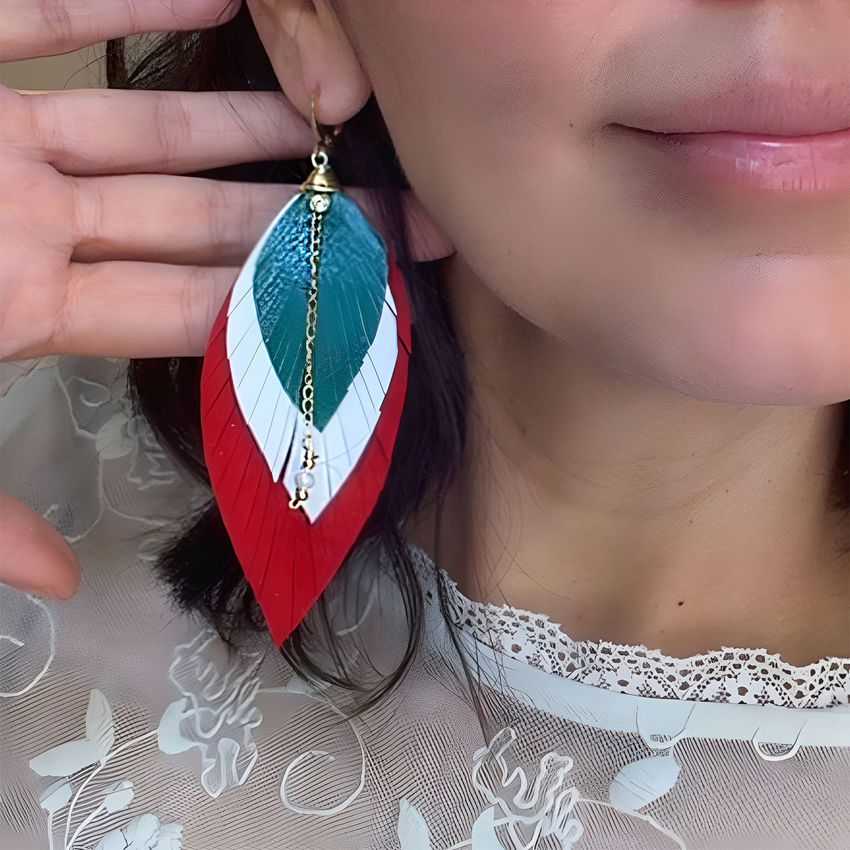 Aretes Largos Mujer Elegantes Mexicanos Pluma Artesanales