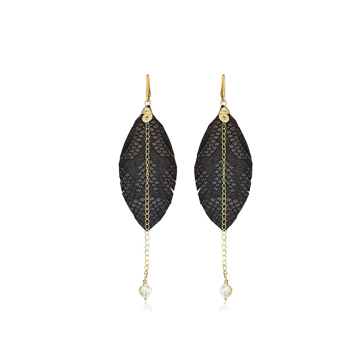 Aretes largos mujer accesorios VANGANIA con perla y cadena-8 CM