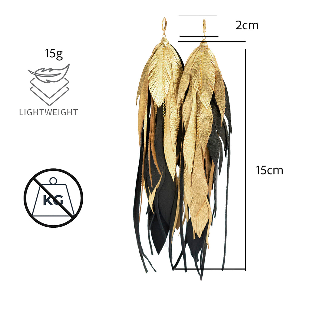 Aretes pluma con perla mayorca elegantes Vangania