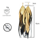 Aretes pluma con perla mayorca elegantes Vangania