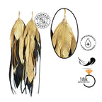 Aretes pluma con perla mayorca elegantes Vangania