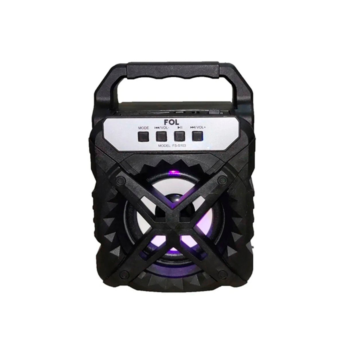 Bocina Bluetooth Portátil Recargable Luz Fm 3pulgadas Fol - Negro