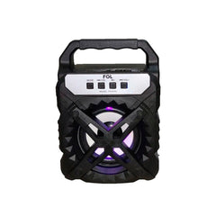 Bocina Bluetooth Portátil Recargable Luz Fm 3pulgadas Fol - Negro