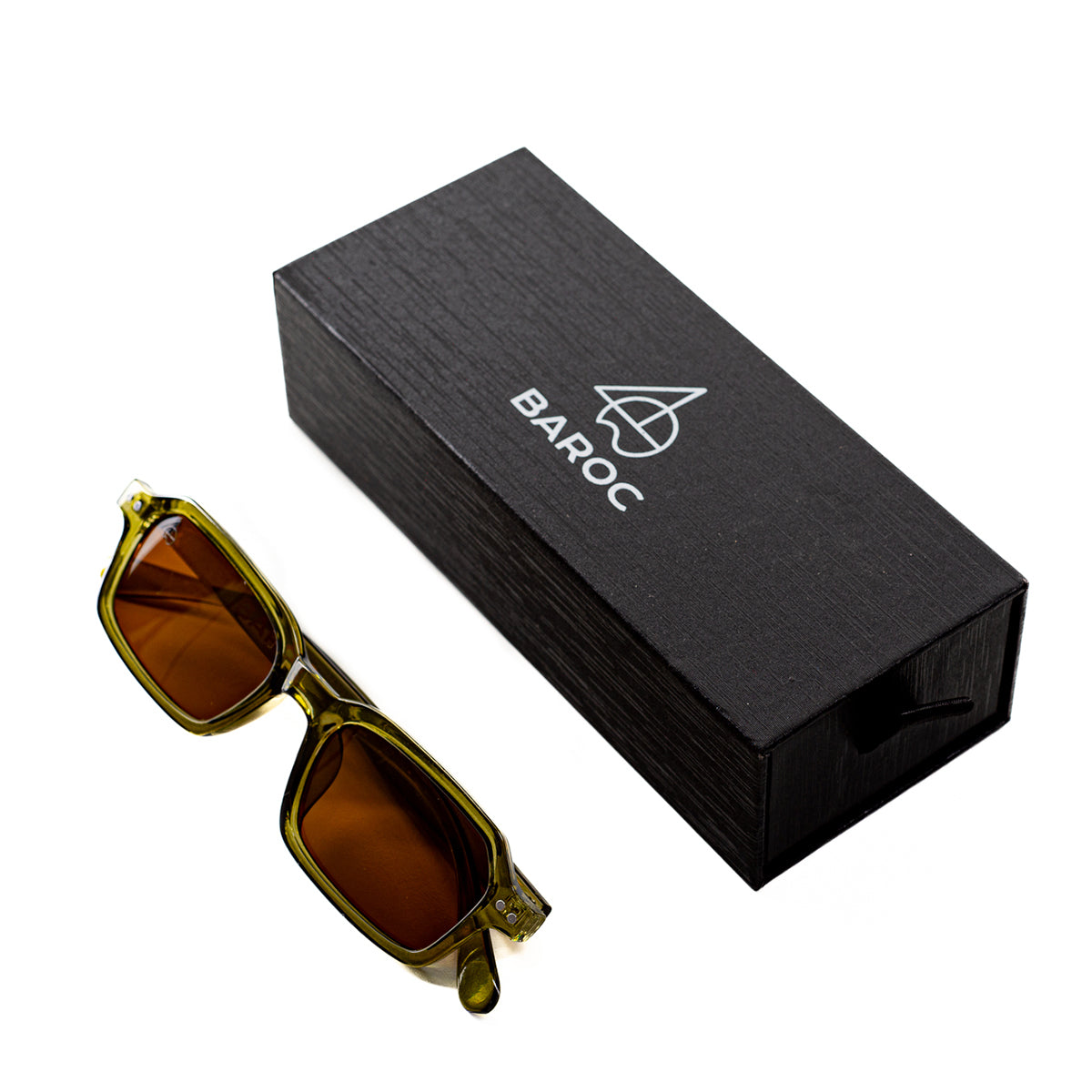 Lentes De Sol Baroc Malibu Ámbar UV400 Rectangulares Moda
