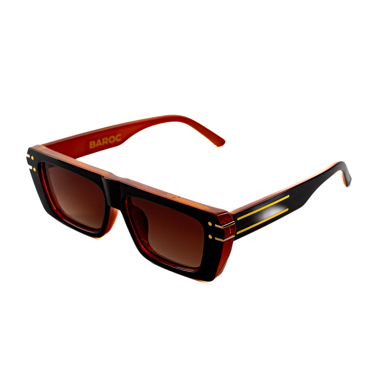 Lentes De Sol Baroc Small Frame Brown UV400 Rectangulares