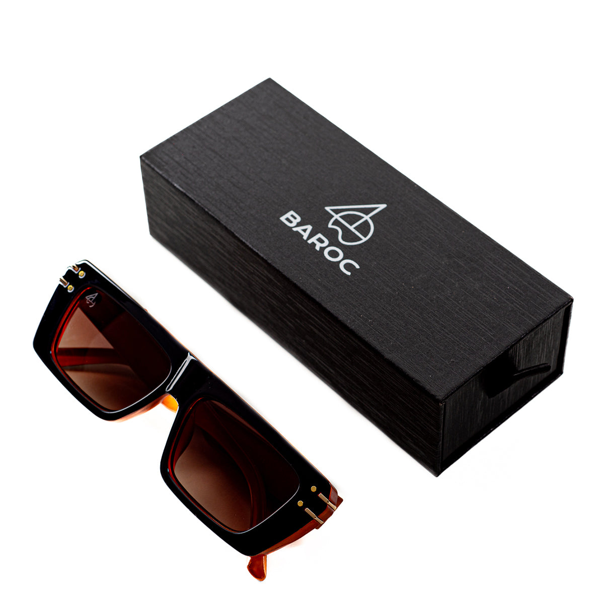 Lentes De Sol Baroc Small Frame Brown UV400 Rectangulares