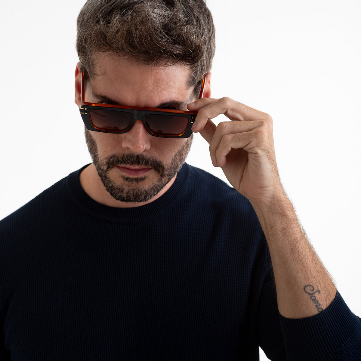 Lentes De Sol Baroc Small Frame Brown UV400 Rectangulares
