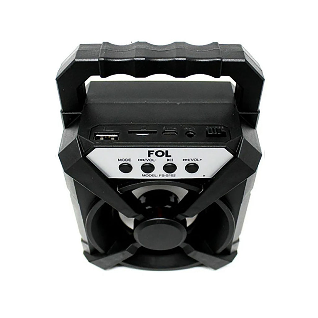 Bocina Bluetooth Portatil Fol 3 Pulgadas Fm Usb Luz Led - Negro
