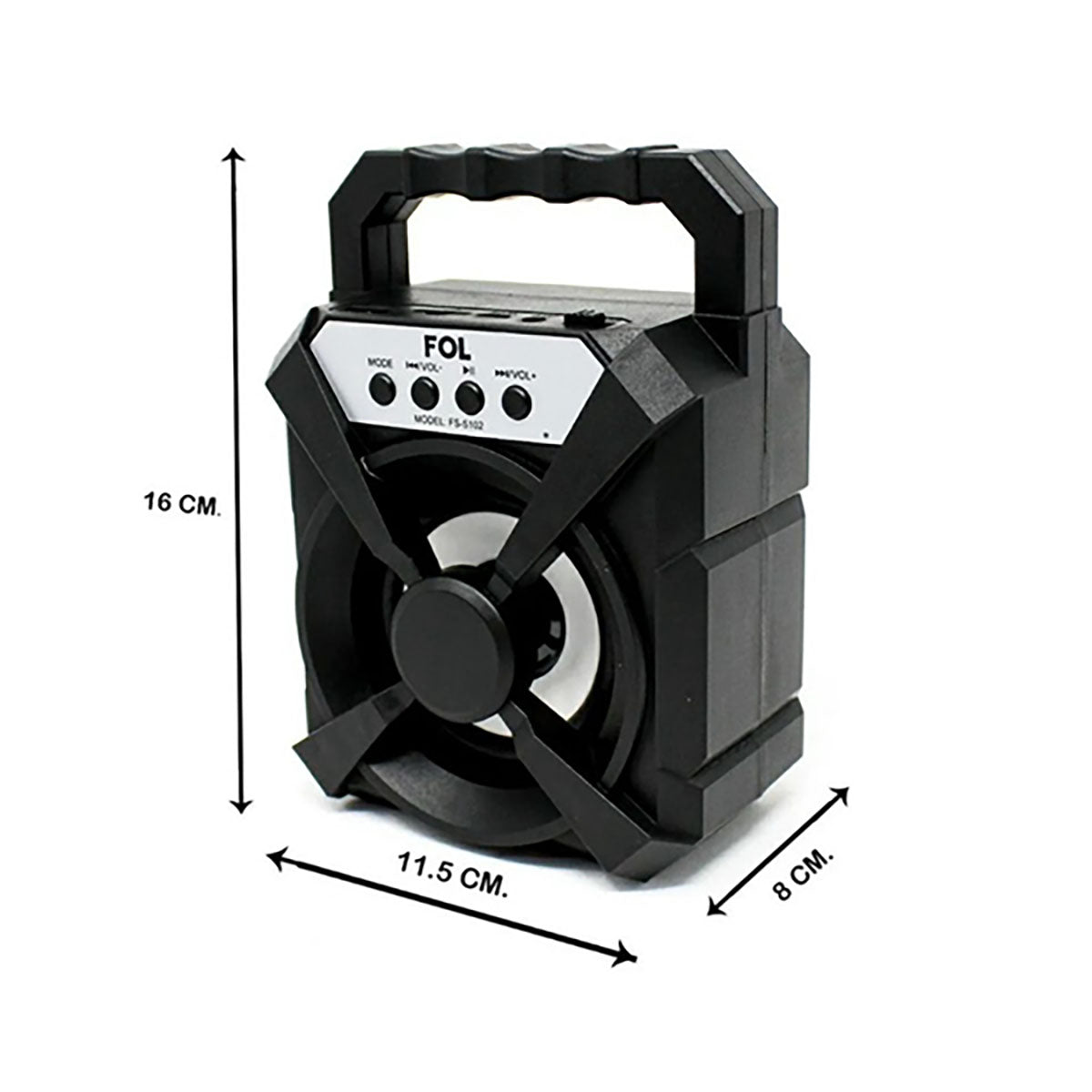 Bocina Bluetooth Portatil Fol 3 Pulgadas Fm Usb Luz Led - Negro