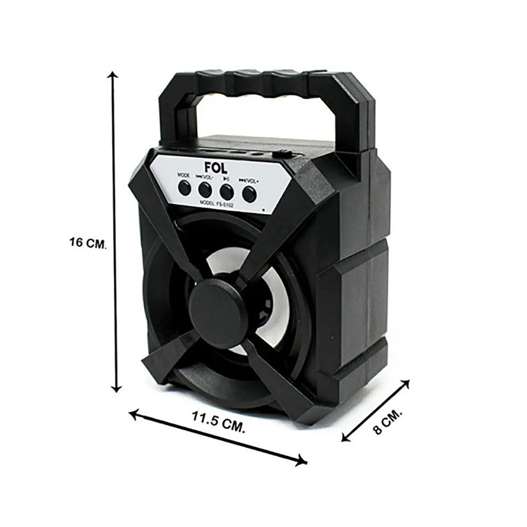 Bocina Bluetooth Portatil Fol 3 Pulgadas Fm Usb Luz Led - Negro