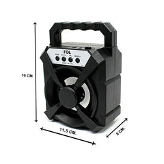 Bocina Bluetooth Portatil Fol 3 Pulgadas Fm Usb Luz Led - Negro