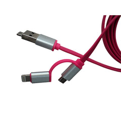 Cable 4 en 1 USB Micro USB V8 y Lightning, carga rápida, 1m trenzado