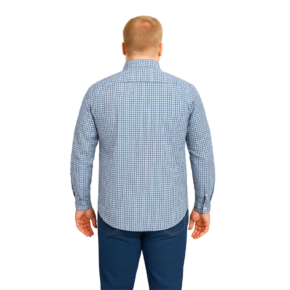 Camisa Big Kong manga larga tallas grandes azul cuadros 2XK-2XL