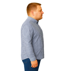 Camisa Big Kong manga larga tallas grandes azul cuadros 5XL-5XL