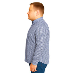 Camisa Big Kong manga larga tallas grandes azul cuadros 6XL-6XL