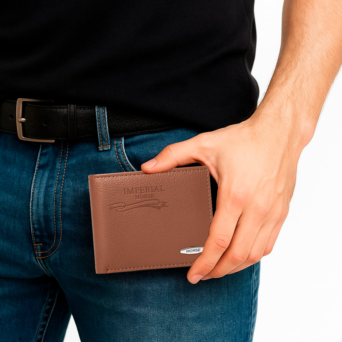 Cartera M Plake 3 piel sintética café Horse Imperial hombre