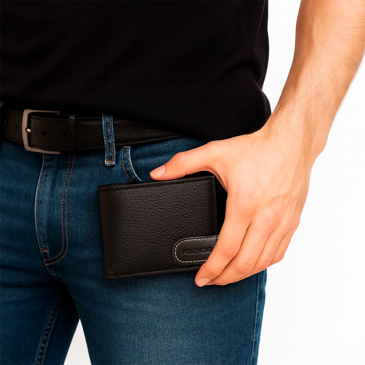 Cartera negro Curve piel sintética negra Polo King curve