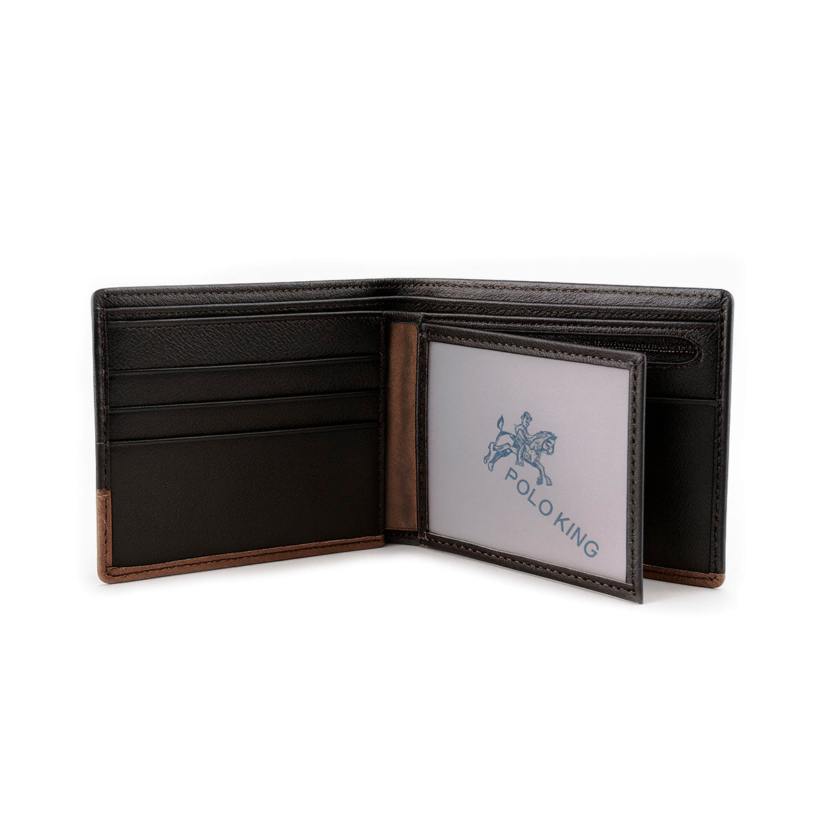 Cartera cafe piel sintetica con tarjetero Polo King Zip
