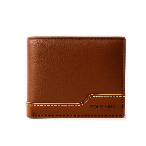 Cartera negra Polo King Zip Curve camel sintética