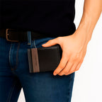 Cartera negra Polo King Line café piel sintética para hombre