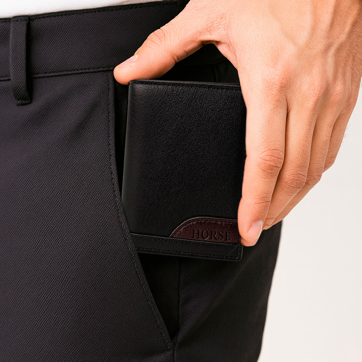 Cartera Curve para hombre de vinipiel negro Horse Basic